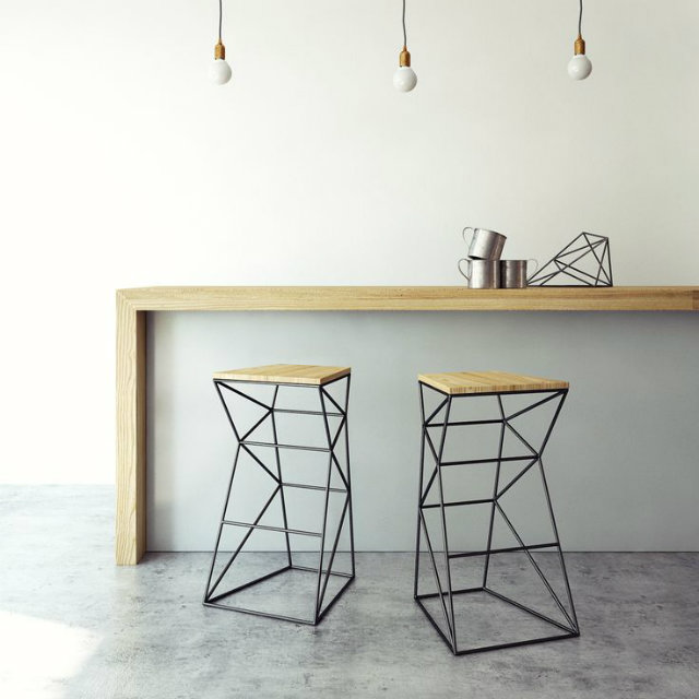 Geometrical Design for Furniture  Geometrical Inspiration for Furniture Design Geometric furniture stools iron wood