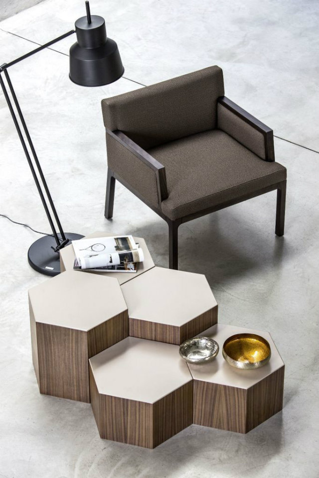 Geometrical Design for Furniture  Geometrical Inspiration for Furniture Design Geometrical furniture chair hexagonal sidetable