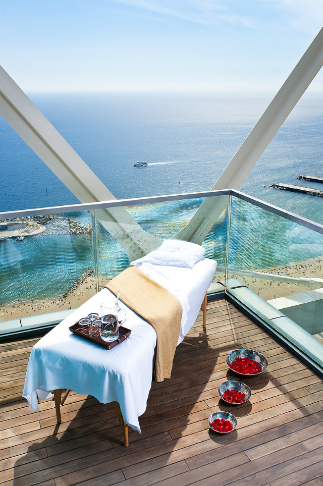leading Spas in the Mediterranean  10 Ideas for a retreat in the Leading SPAs in the Mediterranean Hotel Arts Barcelona Spa Terrace with Massage Table