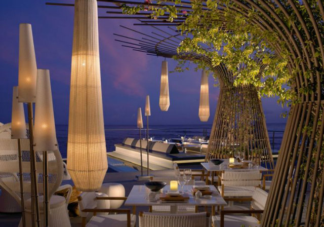 Outdoor Restaurant Styles and Ideas  Outdoor Restaurant Styles and Ideas InbiRestaurantGreece Outdoor Restaurant Ideas Lamps Paper lamps sea view