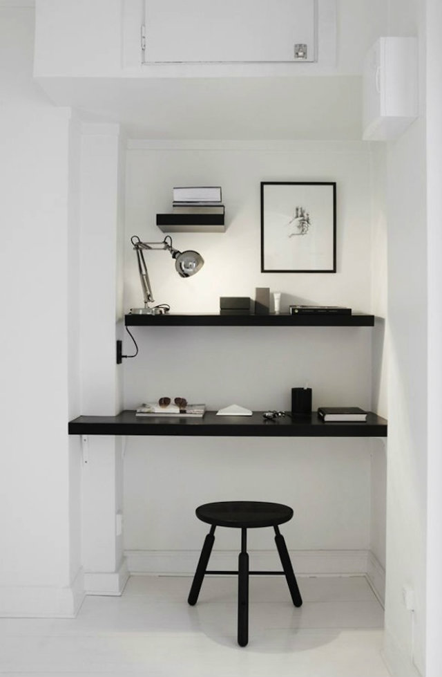 Small Home Offices Inspirations  Small Black and White Home Office Inspirations Small home offices black white stool
