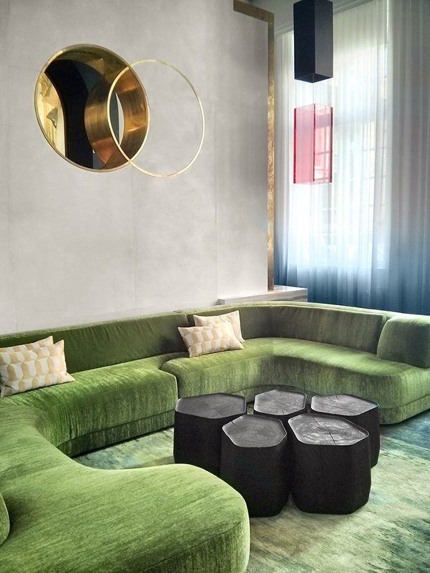 green-velvet  Green Velvet Upholstery in Living Rooms green velvet