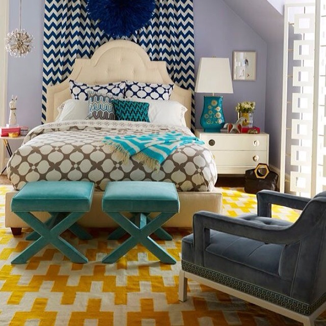 Happy Summer Patterns and Palettes for your projects  Happy Summer Pattern Trends and Colours for your projects summer patterns bedroom trends blue beige yellow turquoise geometric details
