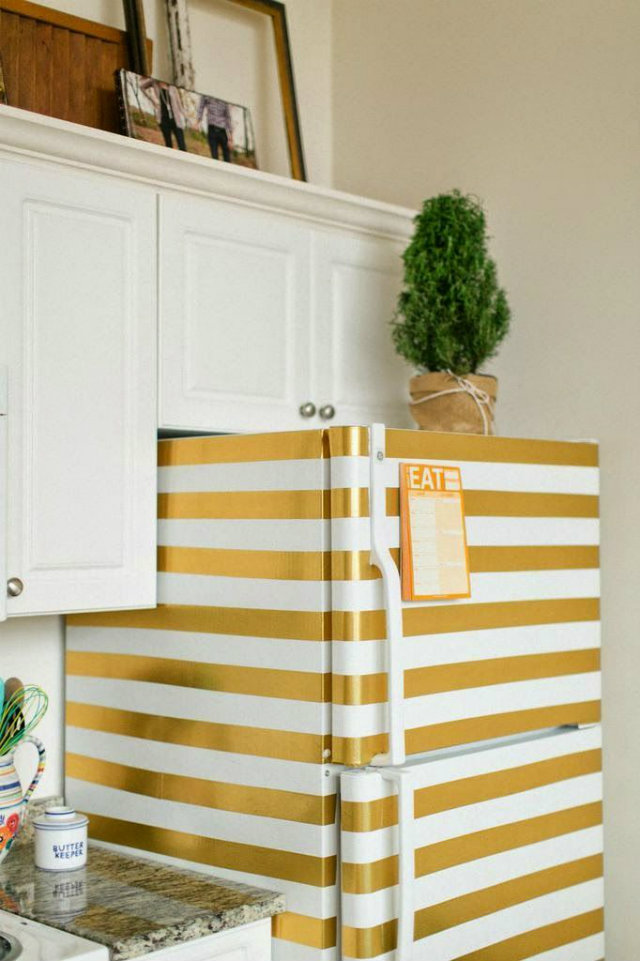 Stripes Details for your Interior Decor  Idea: Decorate with Stripes Stripes Golden White fridge