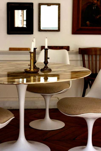 dining modern tables table living golden tulip interiors smaller rooms glamour polish touch above give round