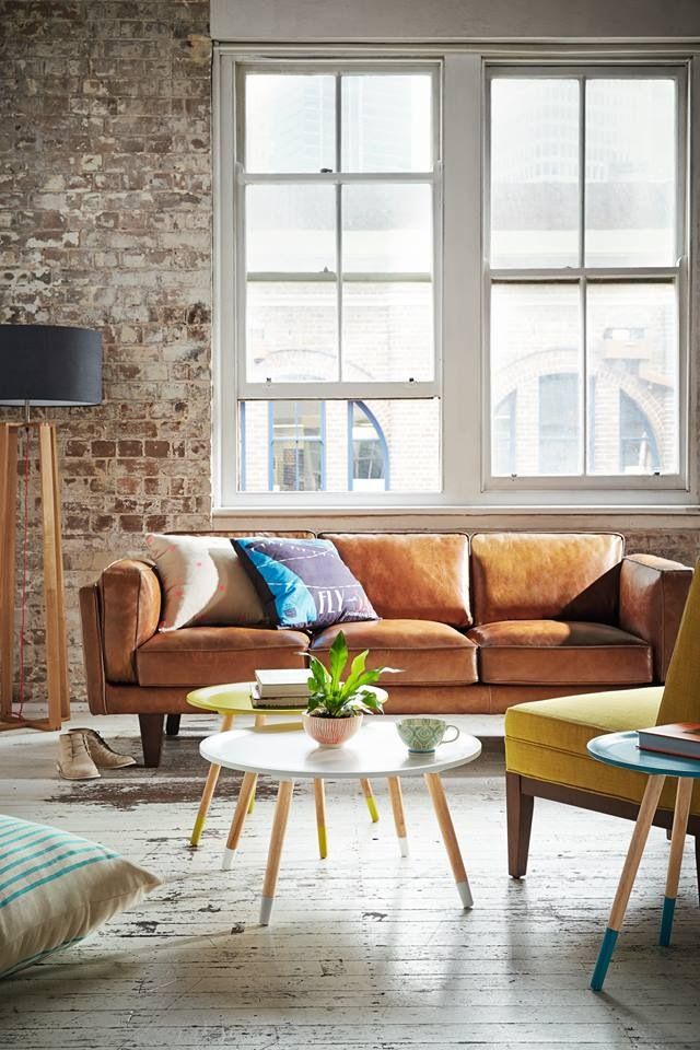 Living Room Inspiration Tan Leather Sofa