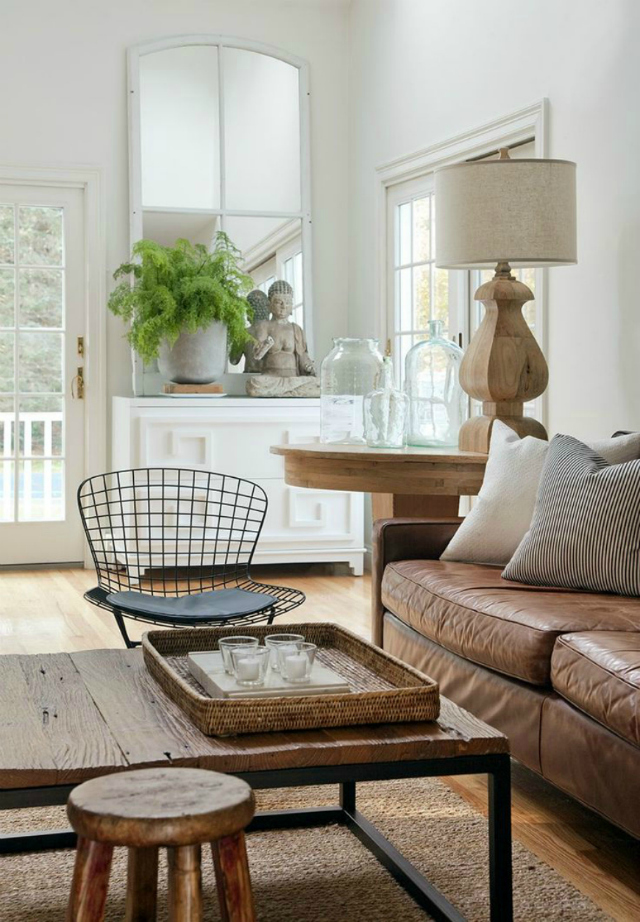 Living Room Inspiration: Tan Leather Sofa