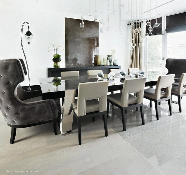 Family Home dining room design in grey hues kelly hoppen Top 50 Projects by Kelly Hoppen Family Home dining room design in grey hues