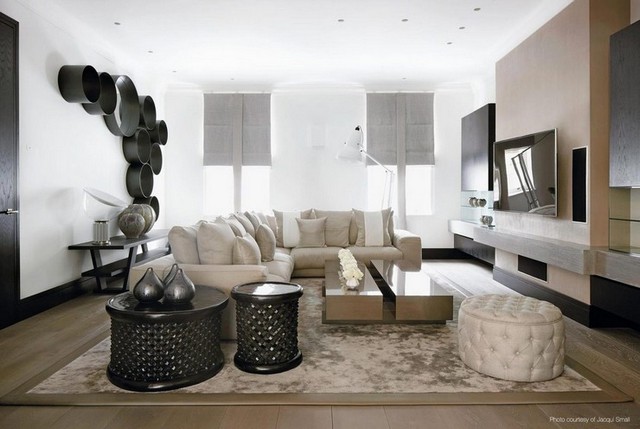 Family Home living room in beige and cream with dark details kelly hoppen Top 50 Projects by Kelly Hoppen Family Home living room in beige and cream with dark details