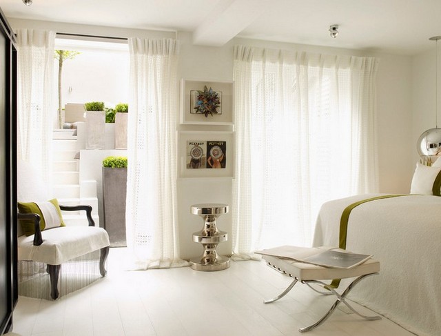 London Townhouse all white with green detail bedroom design kelly hoppen Top 50 Projects by Kelly Hoppen London Townhouse all white with green detail bedroom design