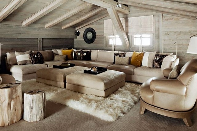 Ski Chalet living room in neutral colours kelly hoppen Top 50 Projects by Kelly Hoppen Ski Chalet living room in neutral colours