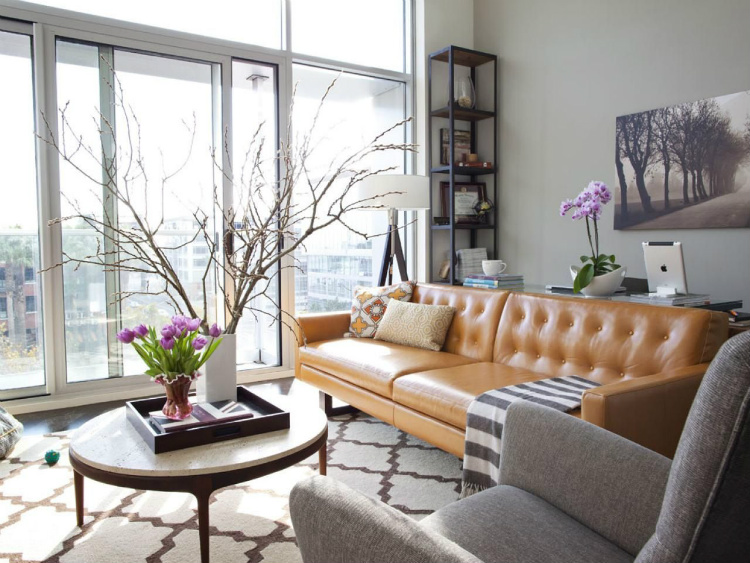 Living Room Inspiration Tan Leather Sofa, Gray Leather Furniture Living Room