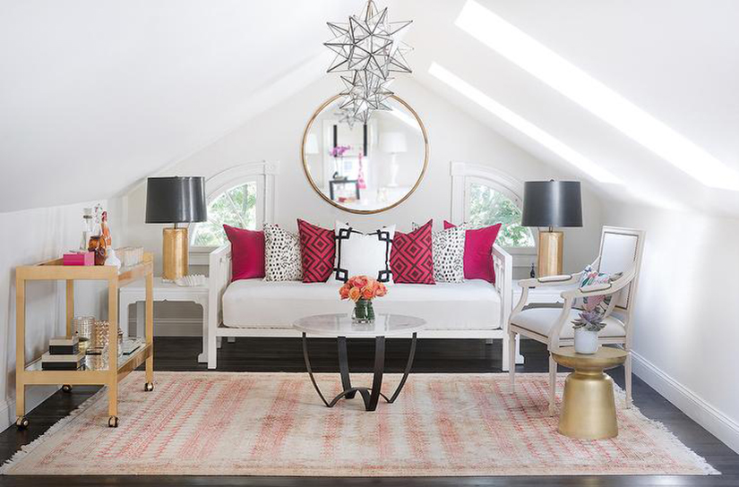 7 Top Interior Designers In Massachusetts That Are Rocking Right Now top interior designers 7 Top Interior Designers In Massachusetts That Are Rocking Right Now attic room skylights west elm window daybed worlds away roland gold bar cart