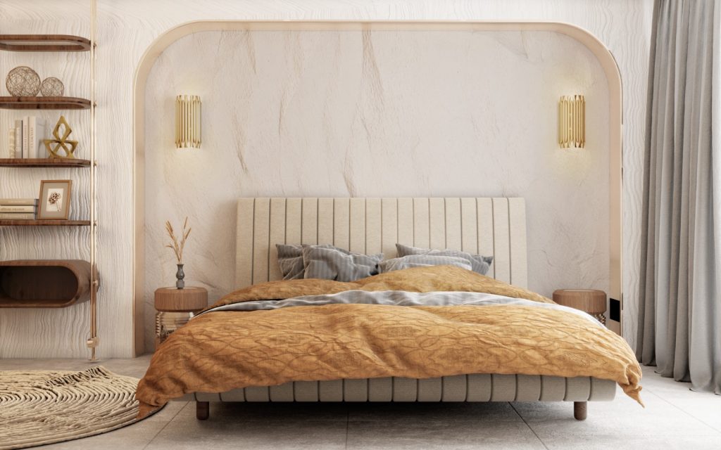 modern bedroom in earth tones bedroom ideas Bedroom Ideas: Discover The Best Lighting For Your Bedroom Bedroom Ideas Discover The Best Lighting For Your Bedroom6 1024x640