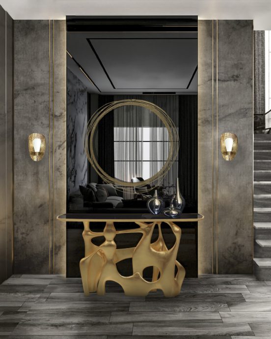 Modern Round Mirrors for Hallways and Entryways: Brass, Wood, Gold & S
