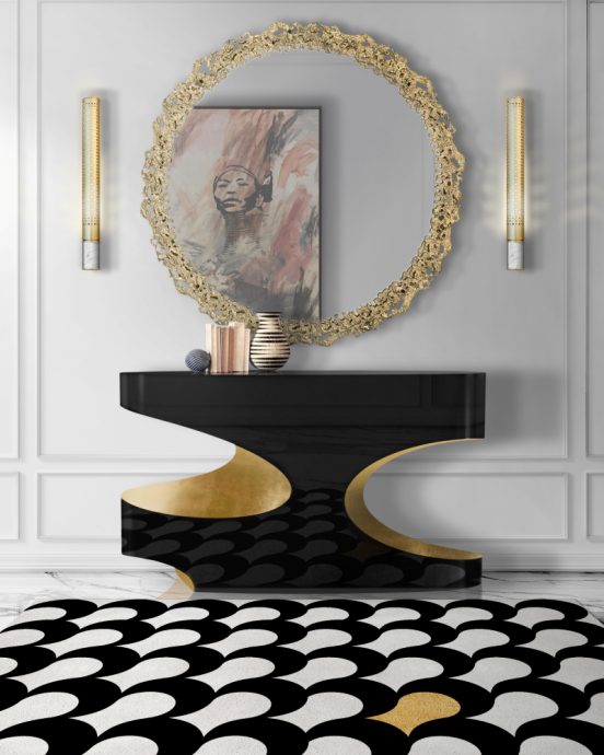 Modern Round Mirrors for Hallways and Entryways: Brass, Wood, Gold & S