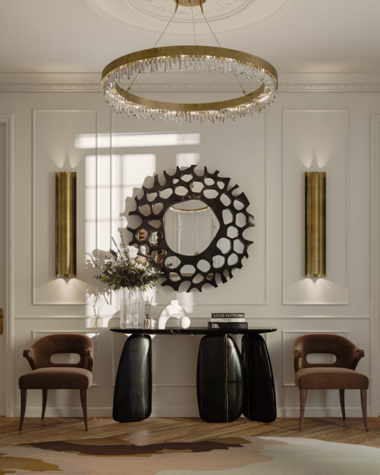 Modern Round Mirrors for Hallways and Entryways: Brass, Wood, Gold & S