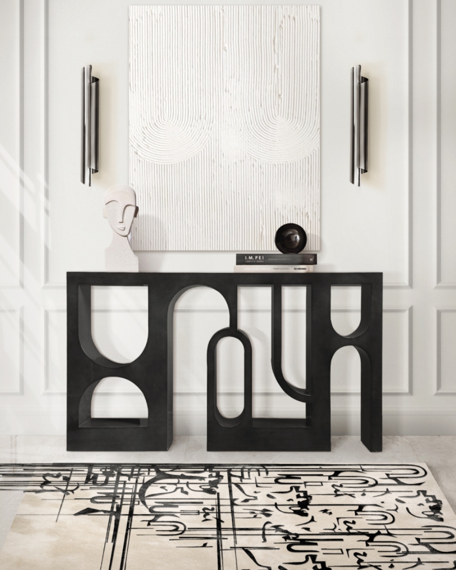 modern interior design Modern Interior Design from Studio Palomino Black and White Entryway with COLOSSEUM Console 2