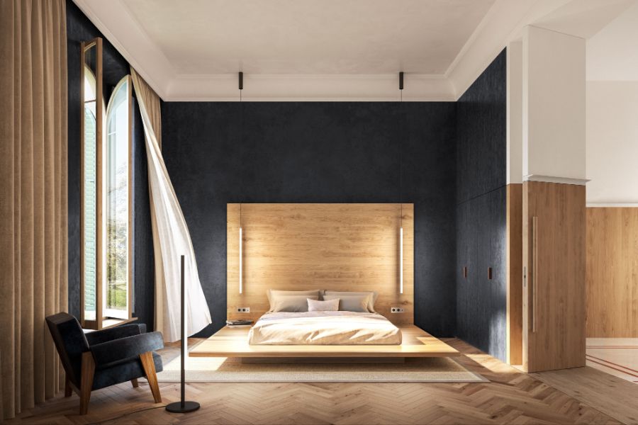 bed, blue armchair mesura Mesura: Get Inspired With Innovative Interior Designs Get Inspired By Mesura Innovative Interior Designs1 10 1