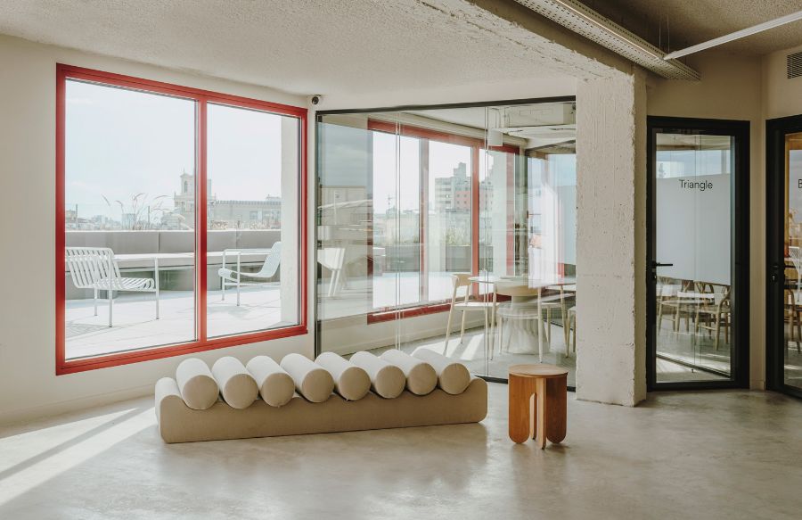 cream sofa, wooden stool, rectangular windows mesura Mesura: Get Inspired With Innovative Interior Designs Get Inspired By Mesura Innovative Interior Designs1 6 1