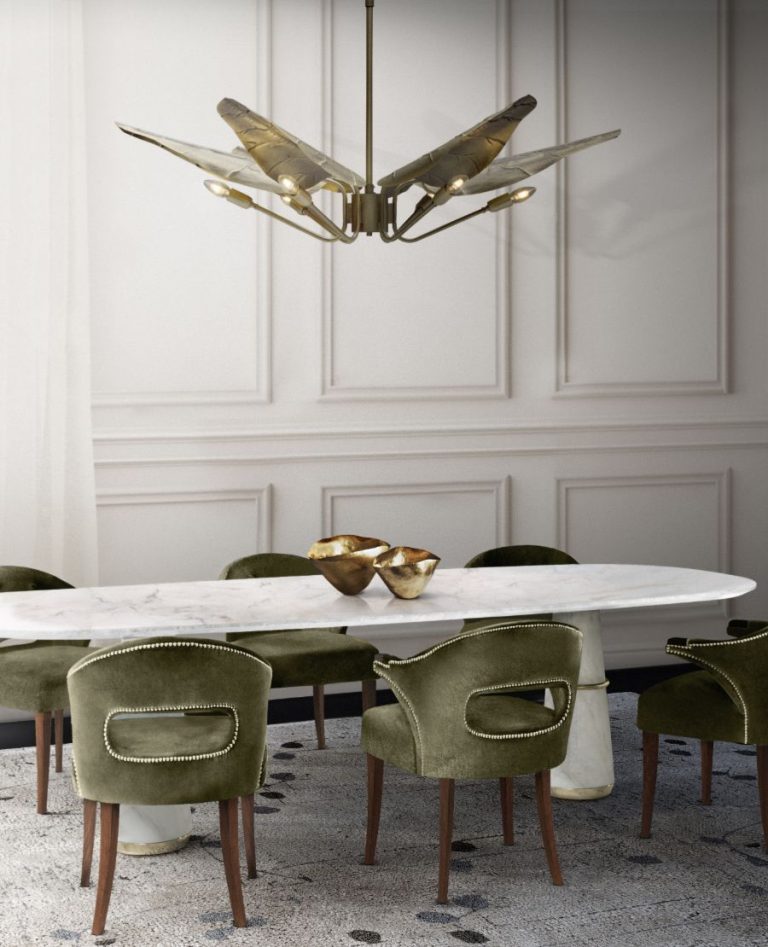 Modern Dining Room Design with Green Dining Chairs