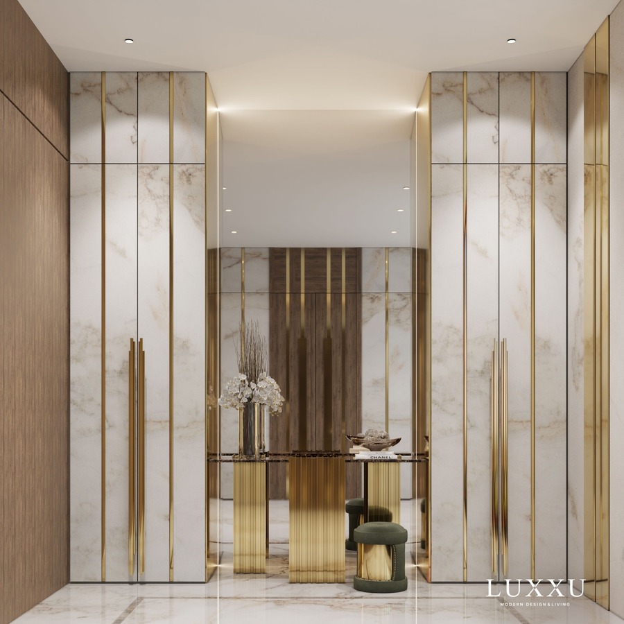 majestic entryway with gold tones the best modern consoles The Best Modern Consoles for Hallways and Entryways LX4