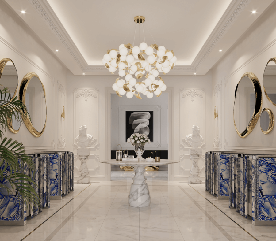classic blue and white hallway design  the best modern consoles The Best Modern Consoles for Hallways and Entryways The Best Modern Consoles for Hallways and Entryways 2