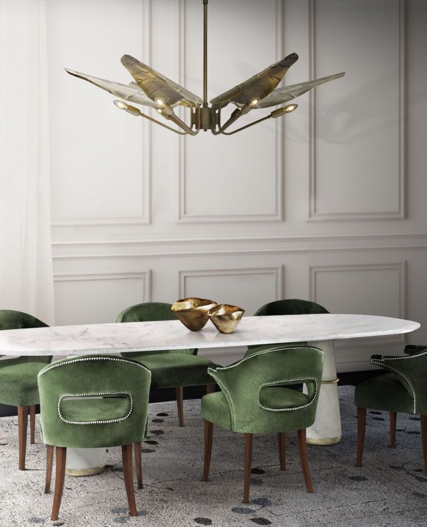 minimal design dining room design in white and green glamorous dining room designs 10 Glamorous Dining Room Designs You Need to Know 10 Glamorous Dining Room Designs You Need to Know 8 830x1024