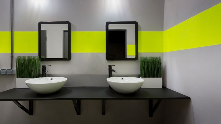 bathroom by kiga with white sinks  kiga Kiga Modern Style Inspirations Kiga Modern Style Inspirations1 6 1