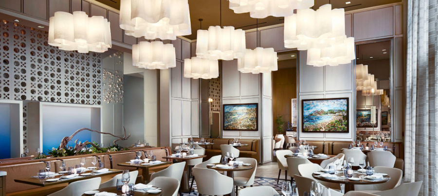 CallisonRTKL Dallas: A Laboratory Of Contemporary Design. This restaurant has a modern look. The white suspension lights are very eye-catching. callisonrtkl CallisonRTKL Dallas: A Laboratory Of Contemporary Design Callison RTKL Boulud Sud Miami