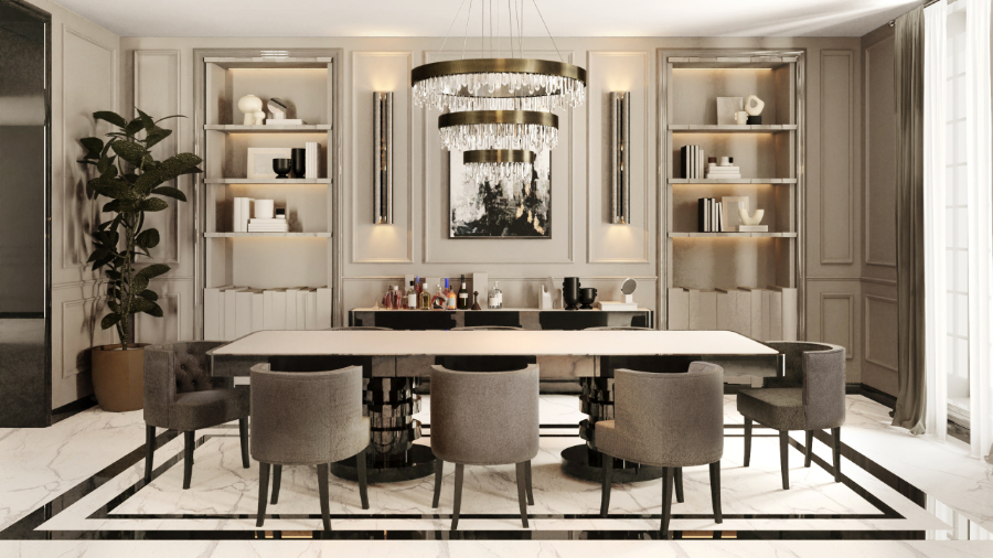 Transforming Spaces: Unlocking the Power of Colour Psychology in Interior Design colour psychology Transforming Spaces: Unlocking the Power of Colour Psychology in Interior Design BB NAICCA Chandelier SHINTO Dining Table BOURBON Dining Room