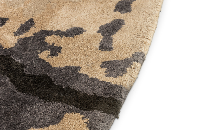 GOBI Round | Round Neutral Botanical Silk Rug by BRABBU