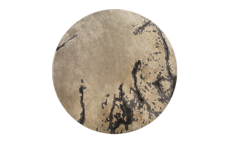 GOBI Round | Round Neutral Botanical Silk Rug by BRABBU