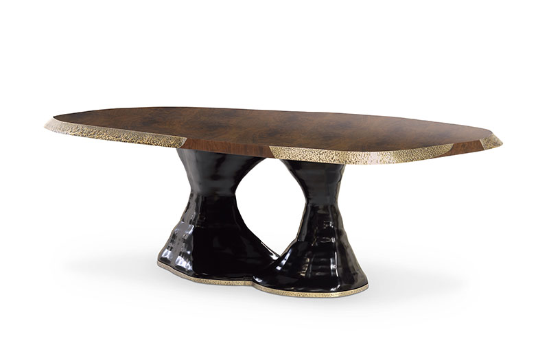 PLATEAU | Walnut Root Veneer Dining Table Contemporary Design by BRABBU