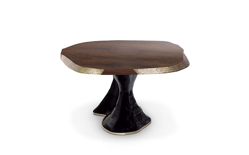 PLATEAU | Walnut Root Veneer Dining Table Contemporary Design by BRABBU