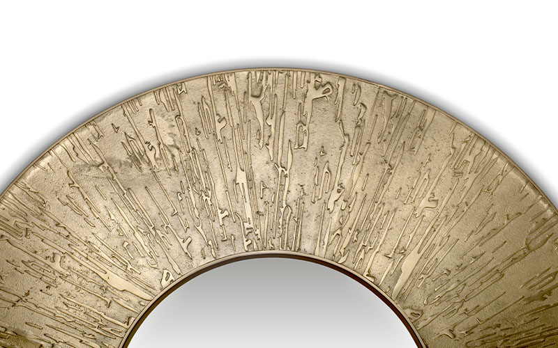 HULI | Matte Brass Round Mirror Contemporary Design by BRABBU