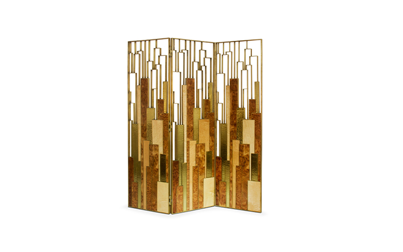 DELPHI | Wood Modern Tri-fold Screen by BRABBU