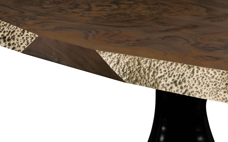 PLATEAU II | Walnut Root Veneer Dining Table Contemporary Design by BRABBU