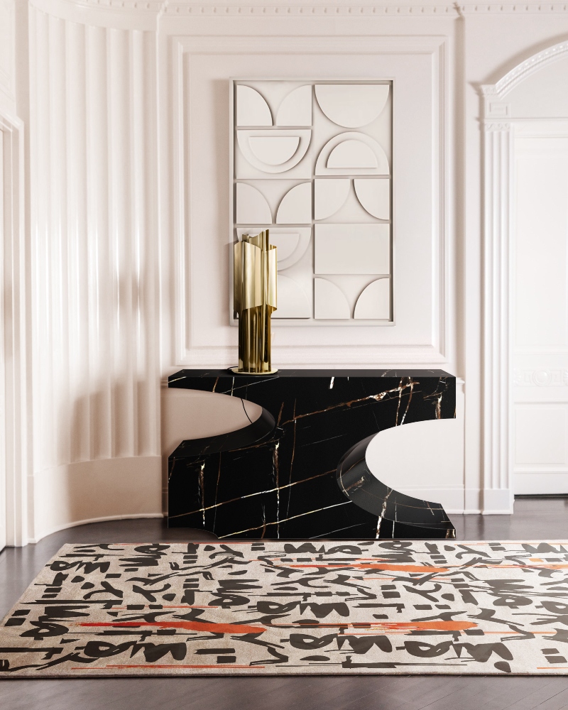 Modern Hallway with Black Marble Bryce II Console - Room by Room